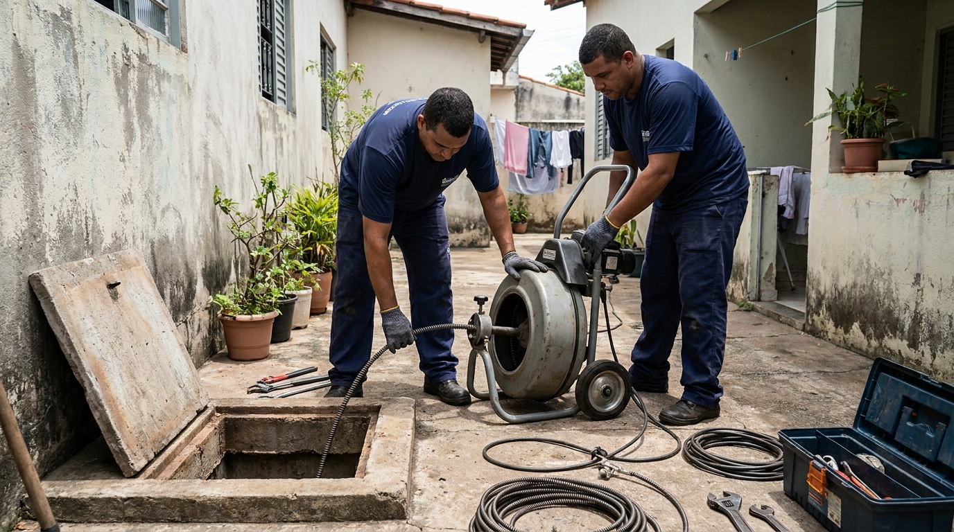 Desentupimento de Coluna Sanitária na Vila Mocó, Petrolina‑PE